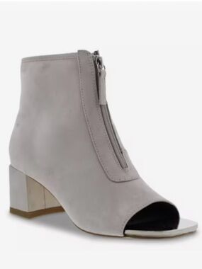 Bellini Grey Microsuede  Peep-Toe Block Heel - Jaded Booties. Size 6.5